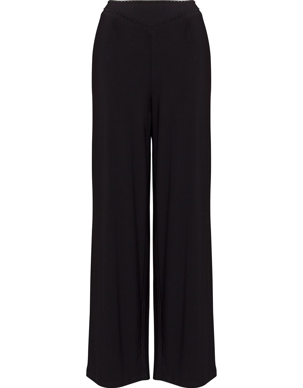 Anna Rose Embellished Wide Leg Trousers in Black | Klass