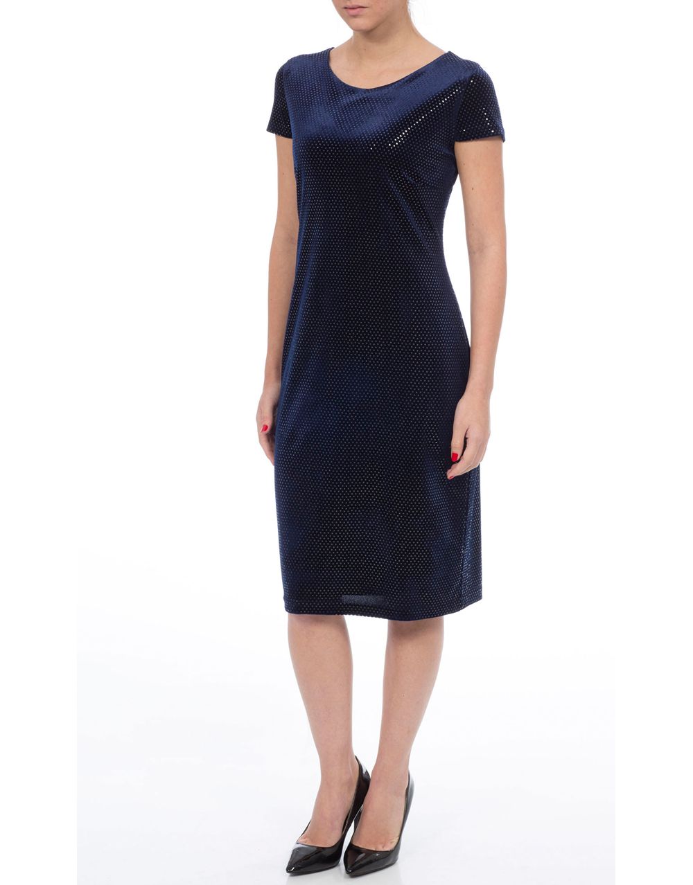 Short Sleeve Spangle Velour Midi Dress
