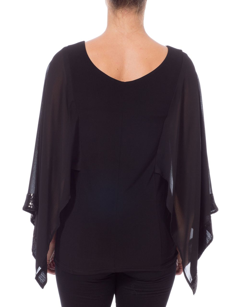 Sequin Trim Chiffon And Jersey Top