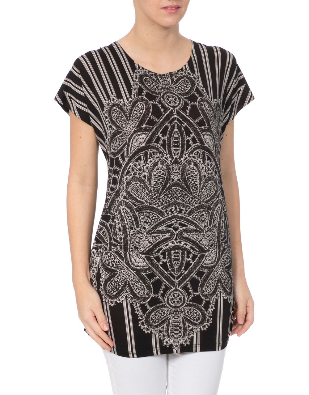 Monochrome Placement Printed Tunic