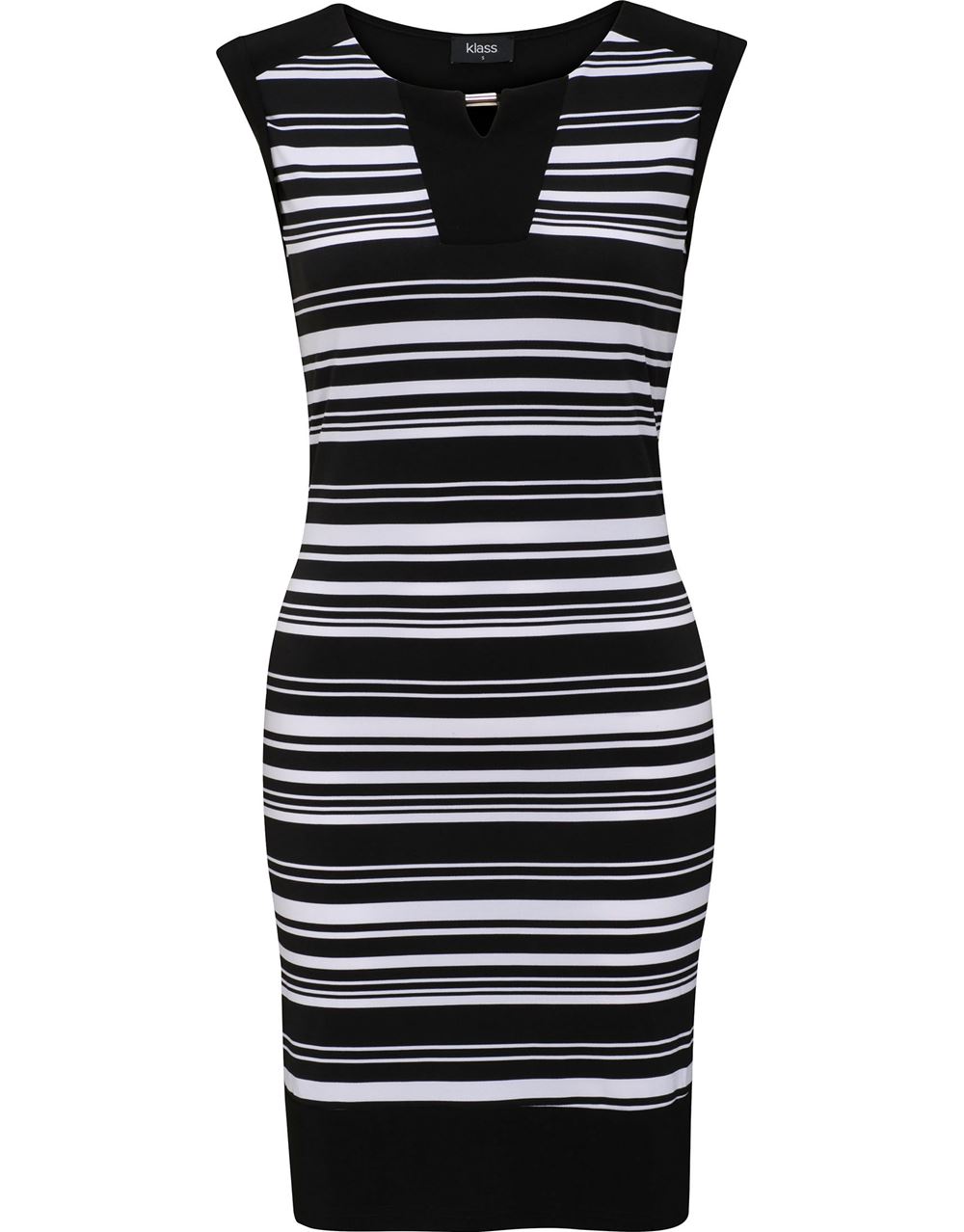 Monochrome Stripe Sleeveless Midi Dress