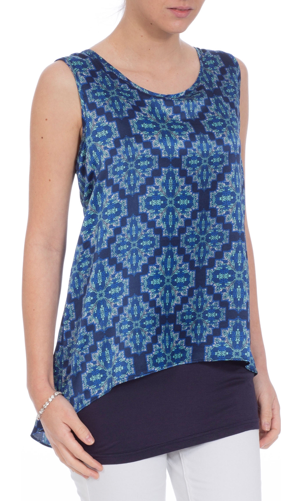 Double Layer Printed Sleeveless Top