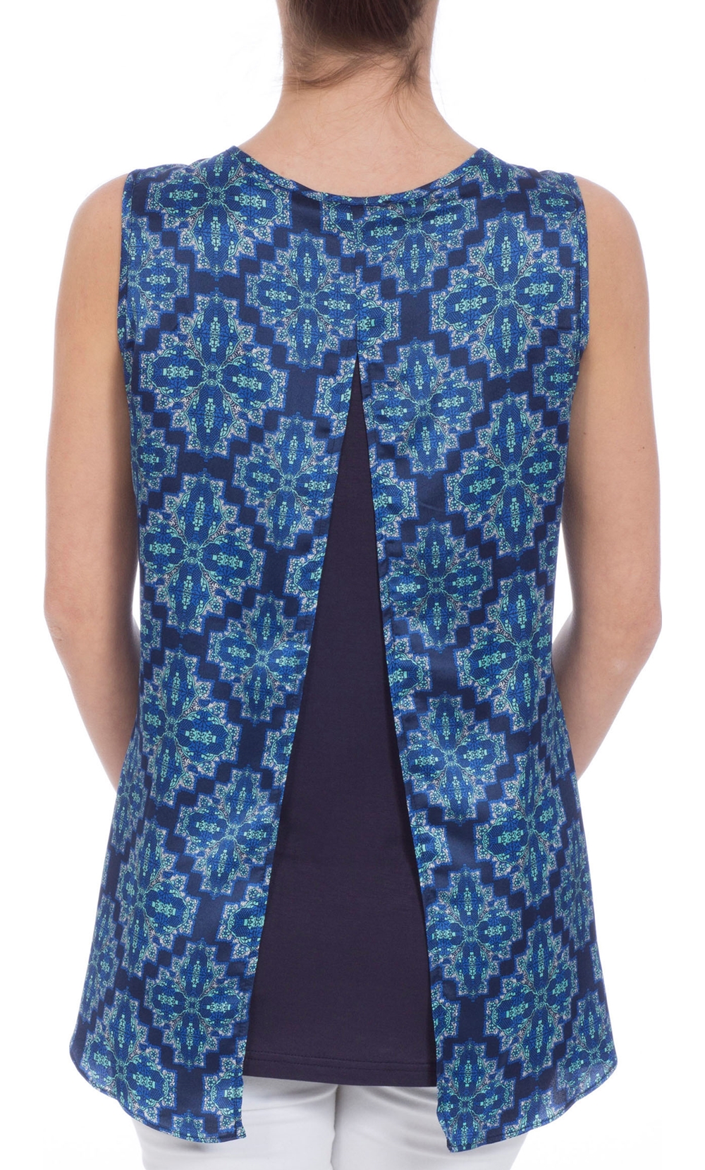 Double Layer Printed Sleeveless Top
