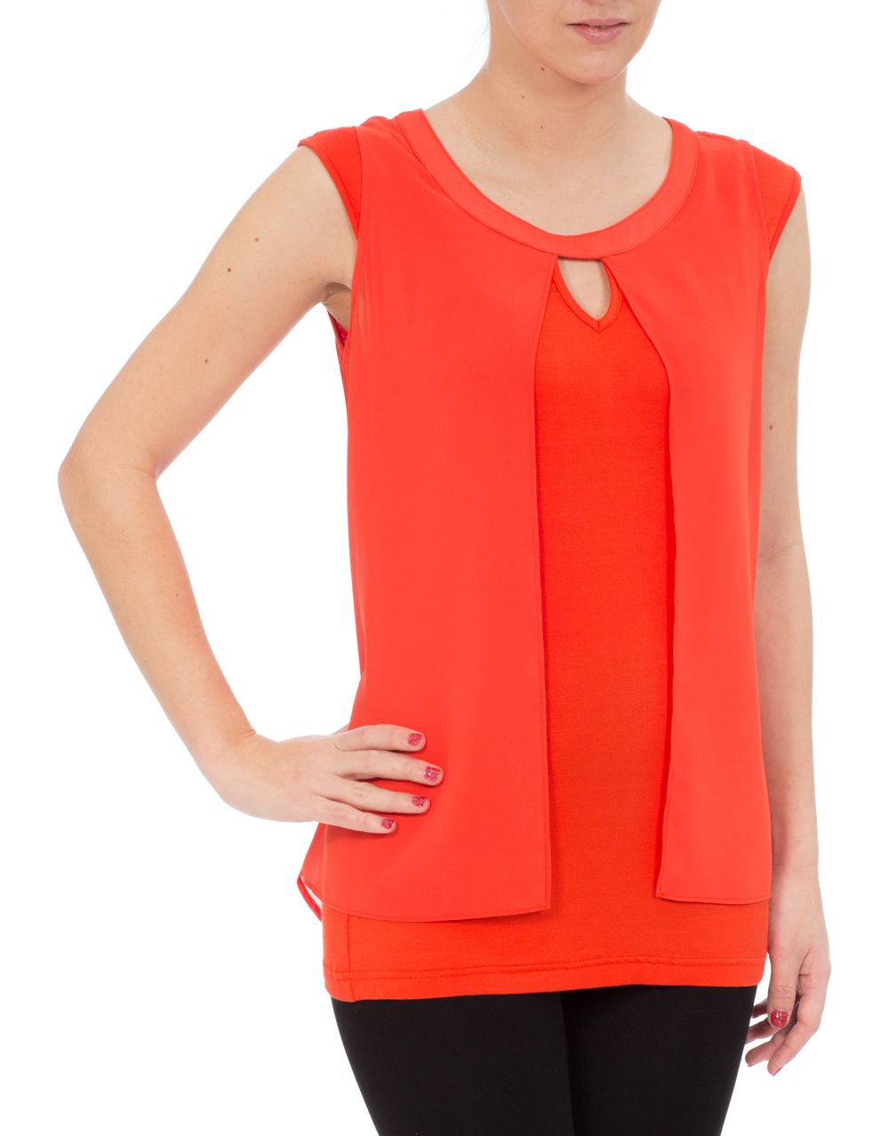Sleeveless Jersey And Georgette Layered Top
