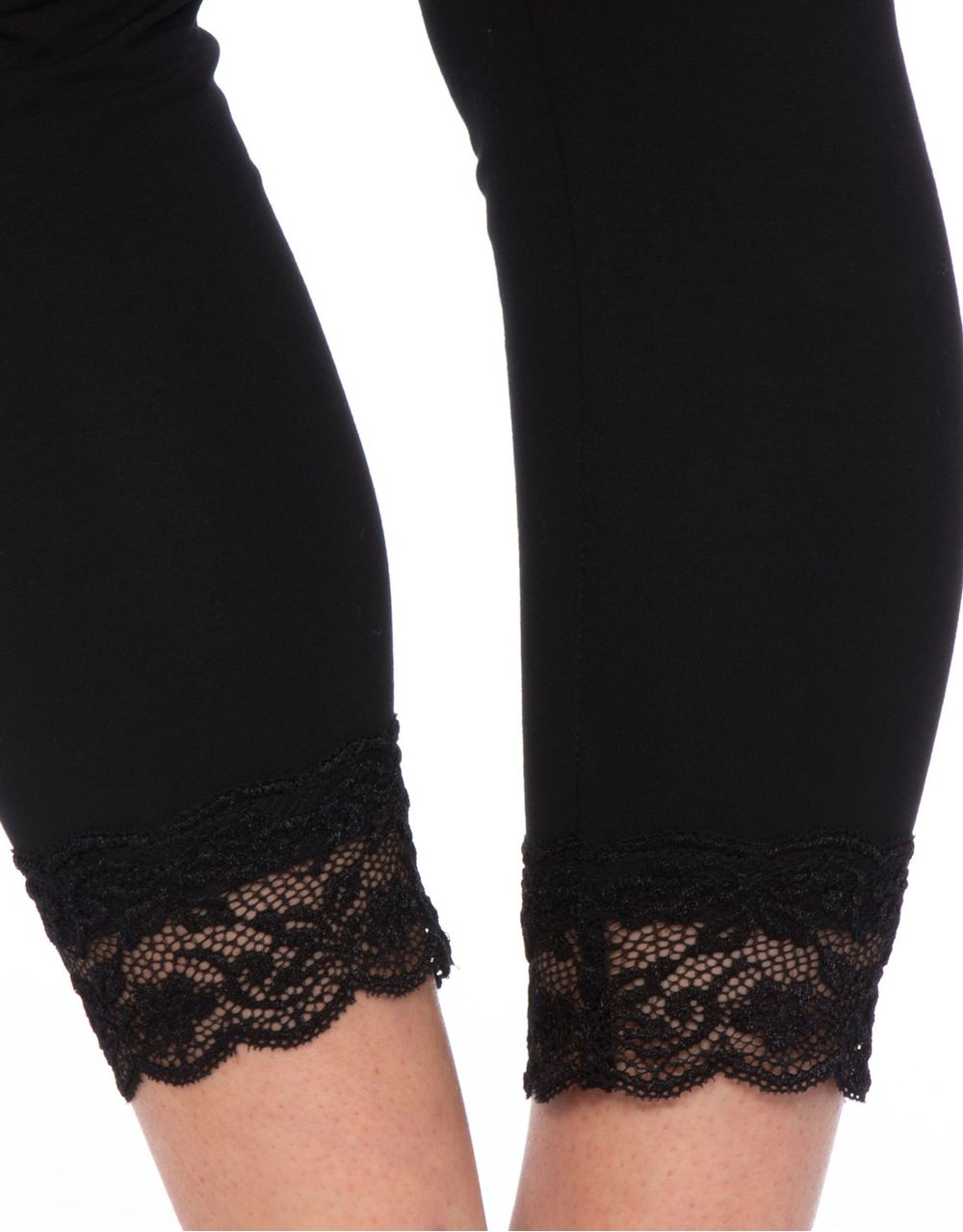Cropped Lace Trim Leggings