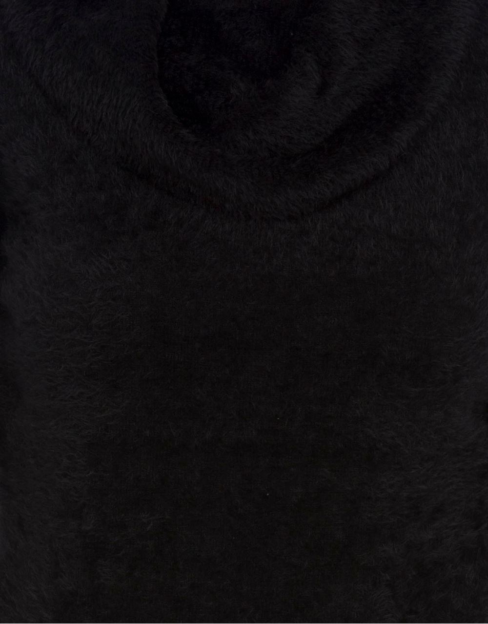 Cowl Neck Eyelash Knit Top in Black | Klass