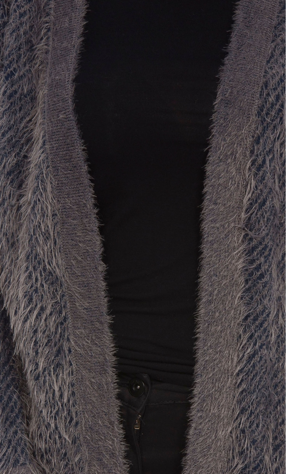 Stripe Long Sleeve Eyelash Knit Cardigan