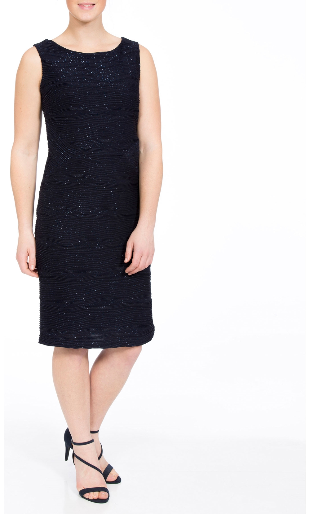 Textured Sparkle Fitted Midi Dress