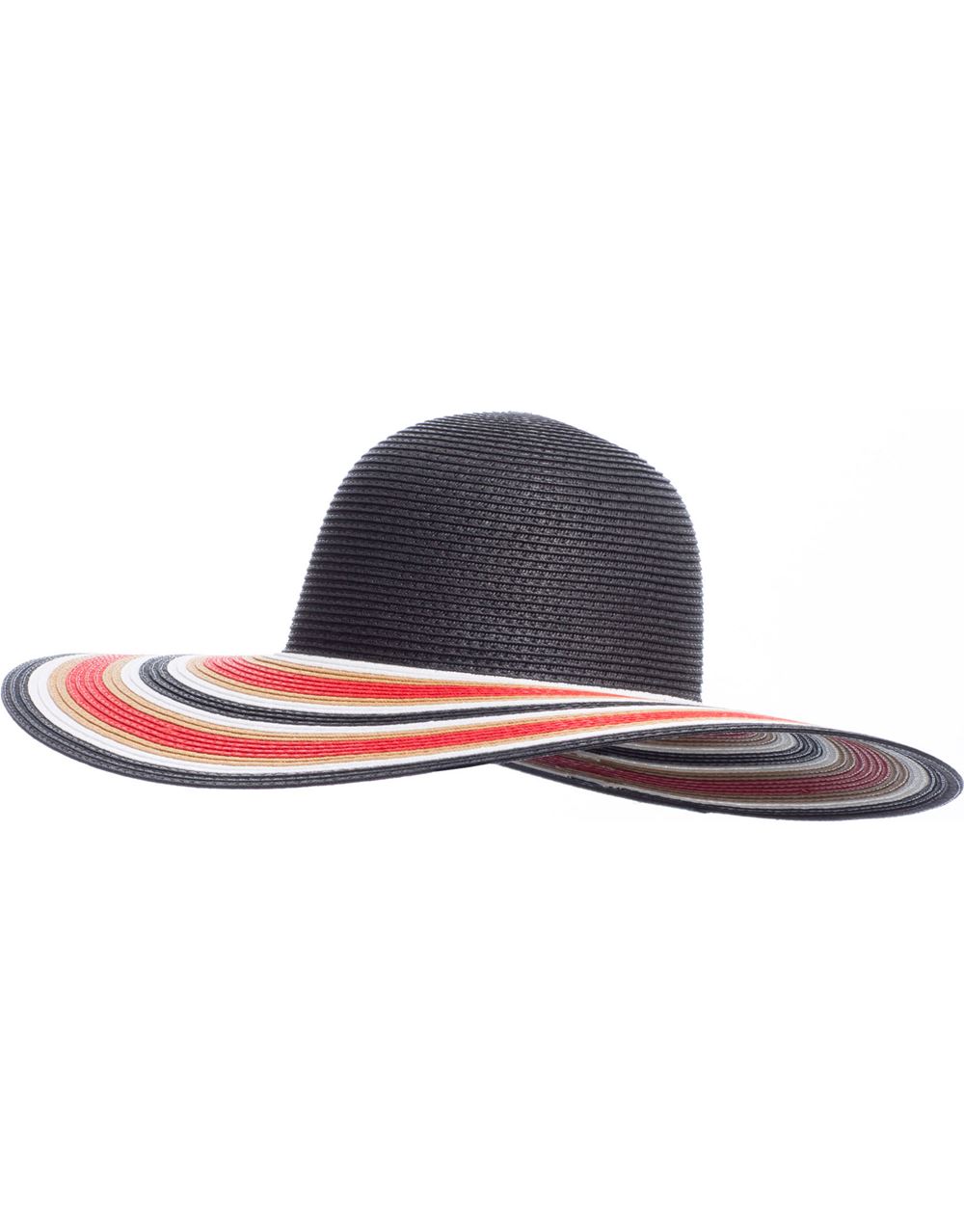 Striped Floppy Hat in Black Klass