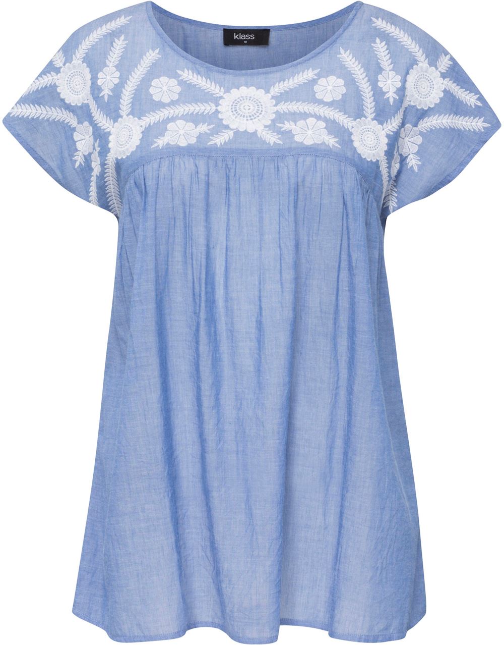Embroidered Short Sleeve Cotton Top