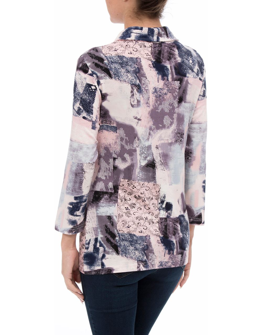 Anna Rose Printed Jersey Blouse With Necklace
