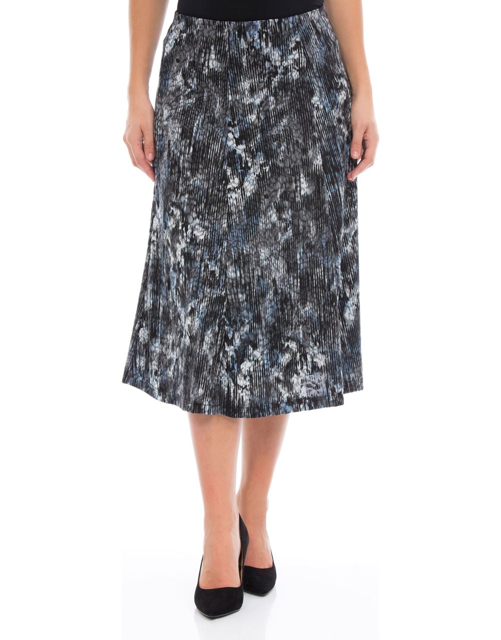 Anna Rose Pull On Midi Skirt in Blue | Klass