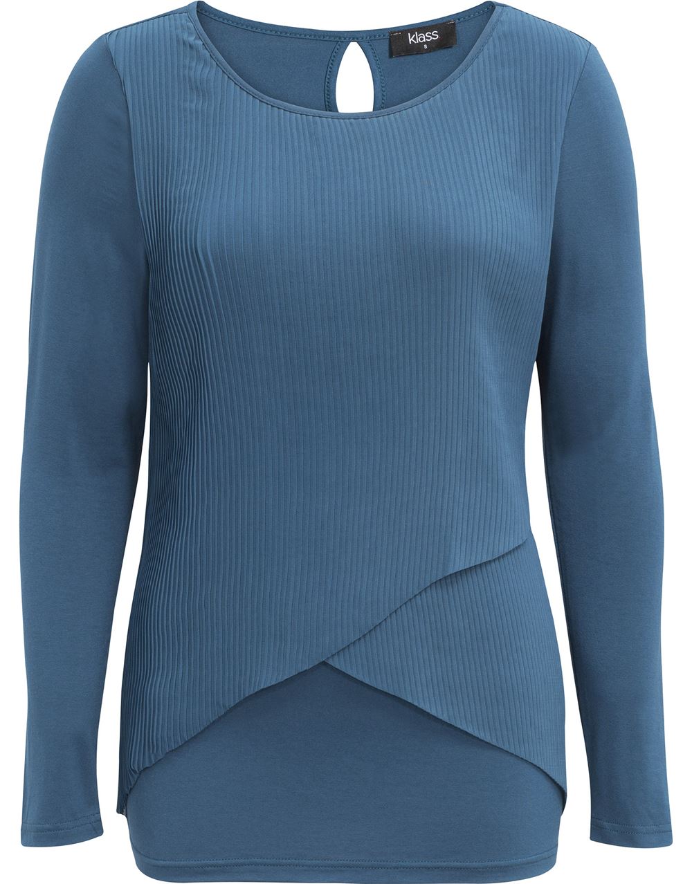 Pleated Georgette And Jersey Long Sleeve Top