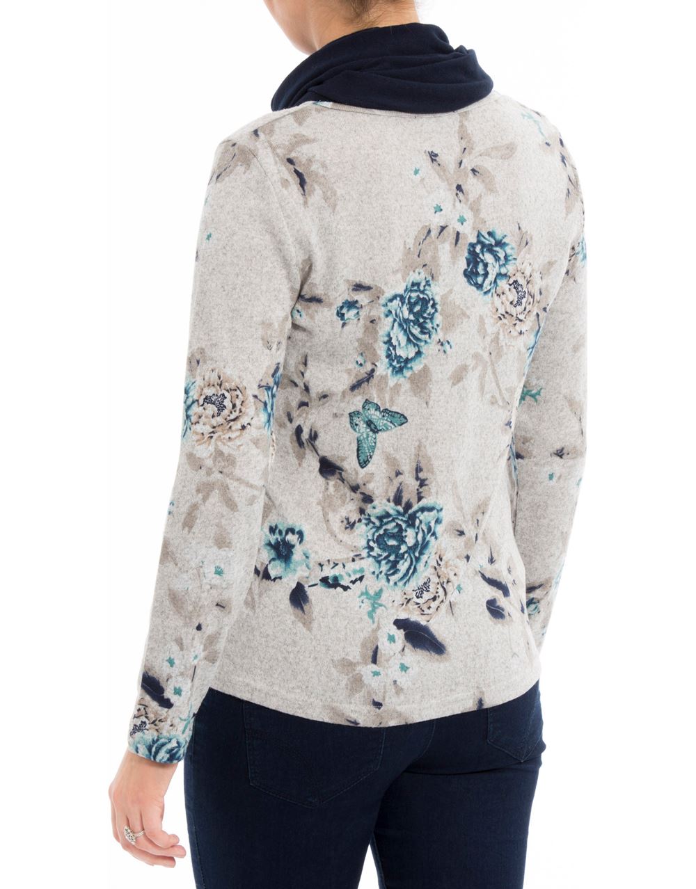 Anna Rose Floral Knit Top With Scarf