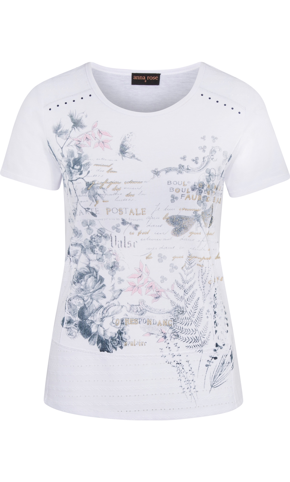 Anna Rose Script And Floral Print Top