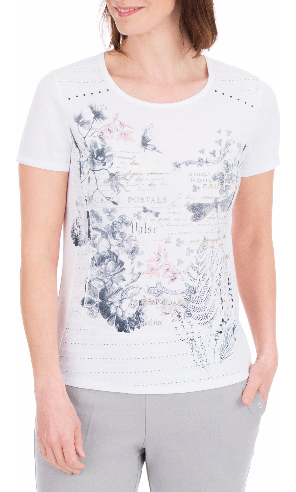 Anna Rose Script And Floral Print Top