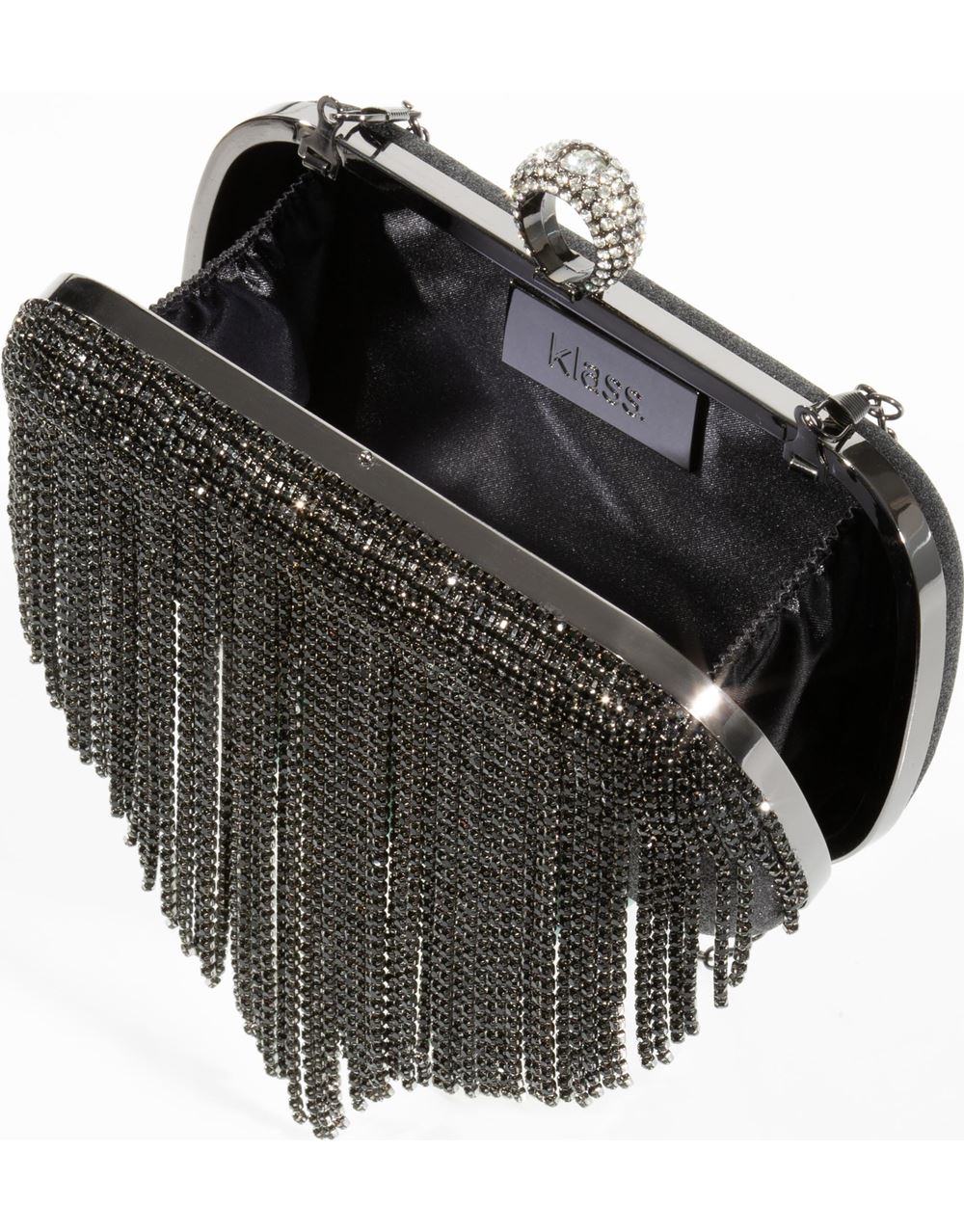 Embellished Tassel Glitter Box Clutch Bag