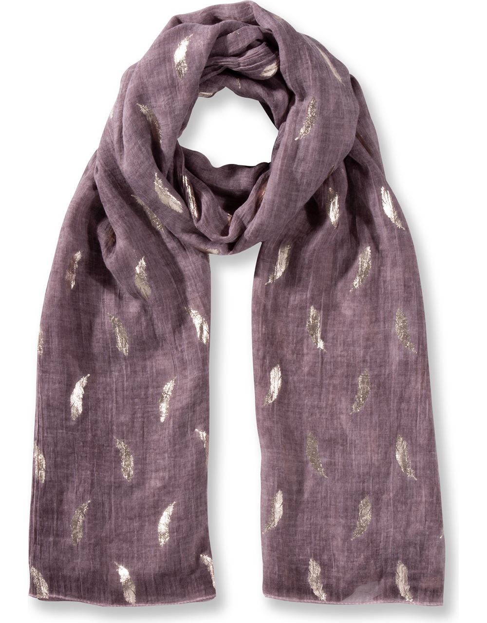 Foil Feather Printed Lightweight Scarf