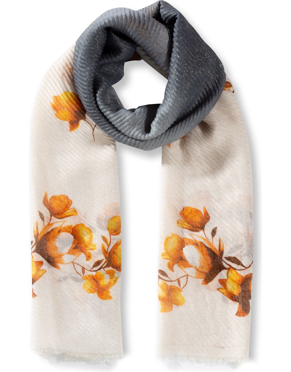 Floral And Ombre Shimmer Lightweight Scarf