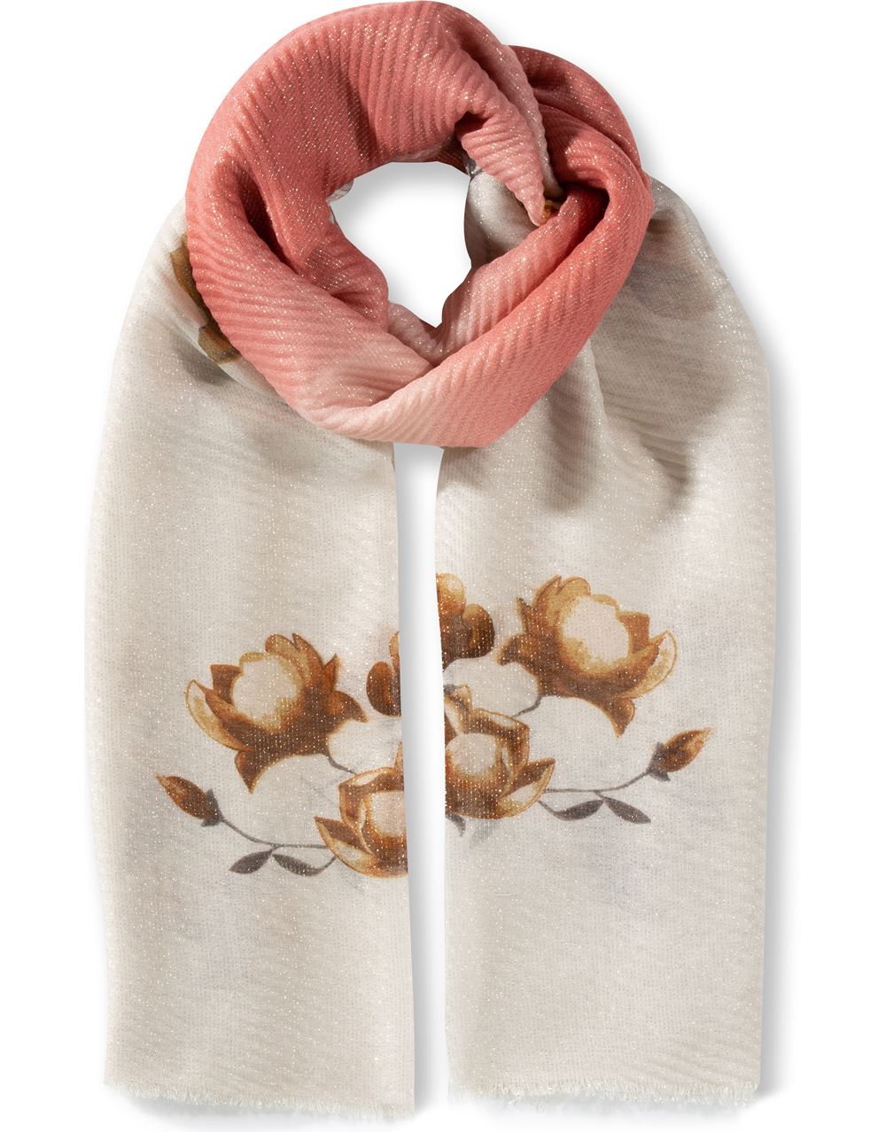 Floral And Ombre Shimmer Lightweight Scarf
