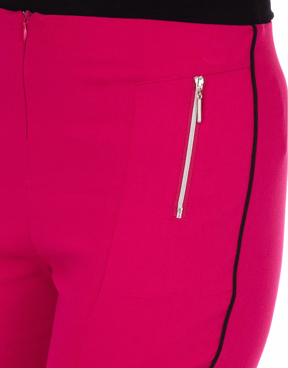 Side Stripe Cropped Stretch Fitted Trousers