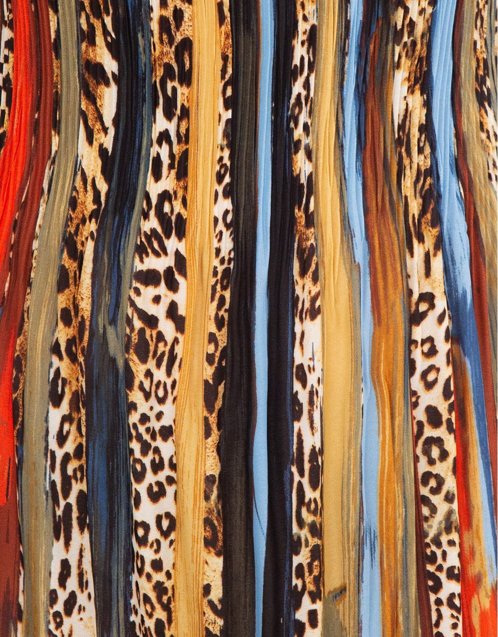 Striped Animal Print Pleat Dress