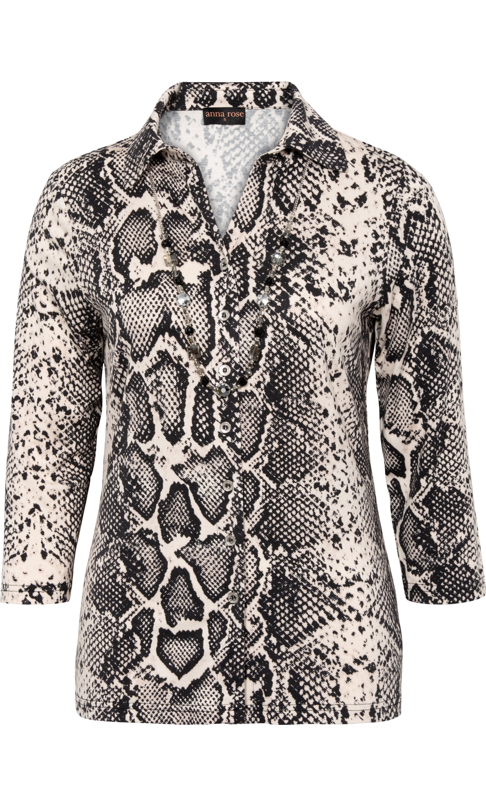 Anna Rose Snake Print Blouse With Necklace