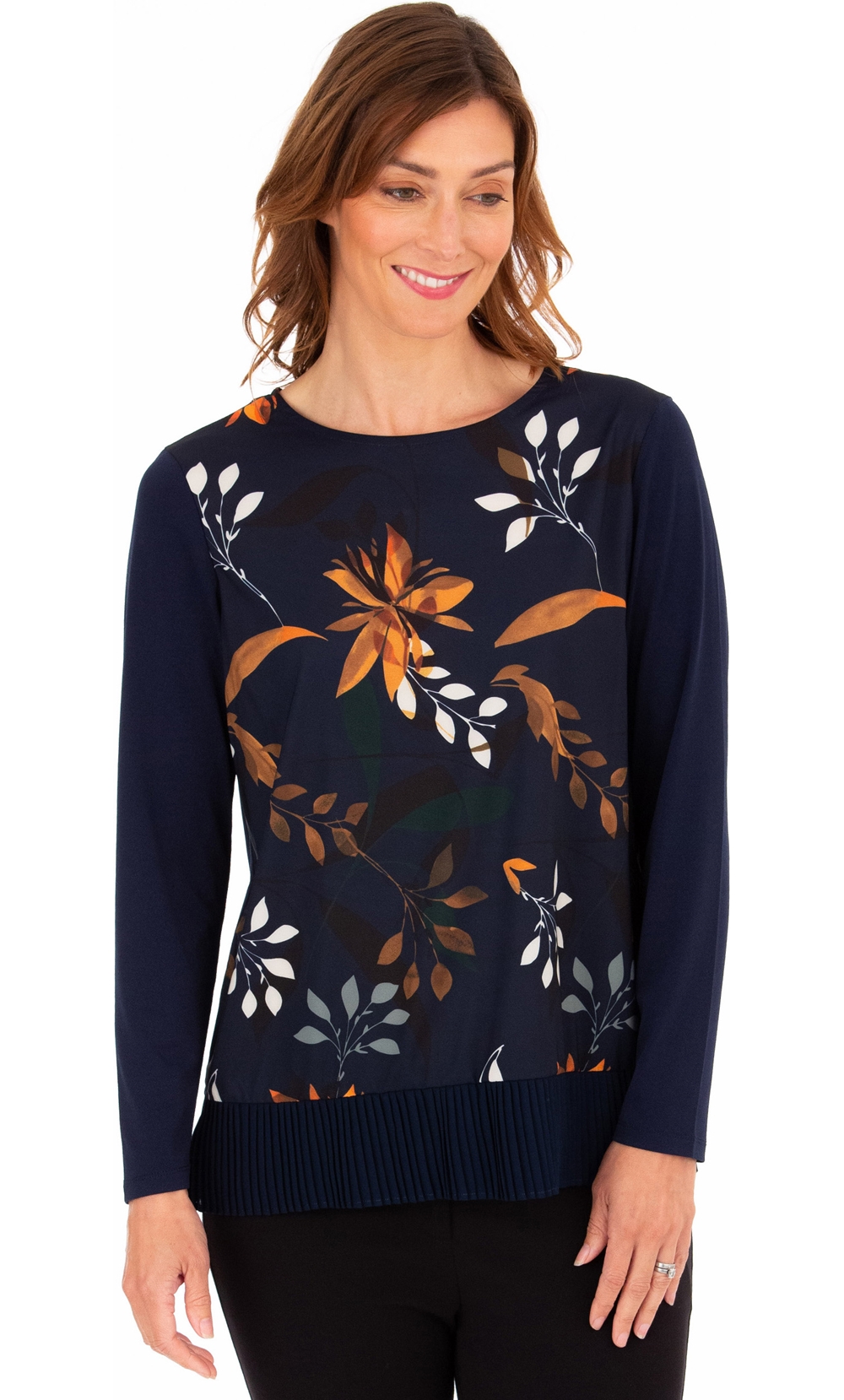 Print Front Long Sleeve Top