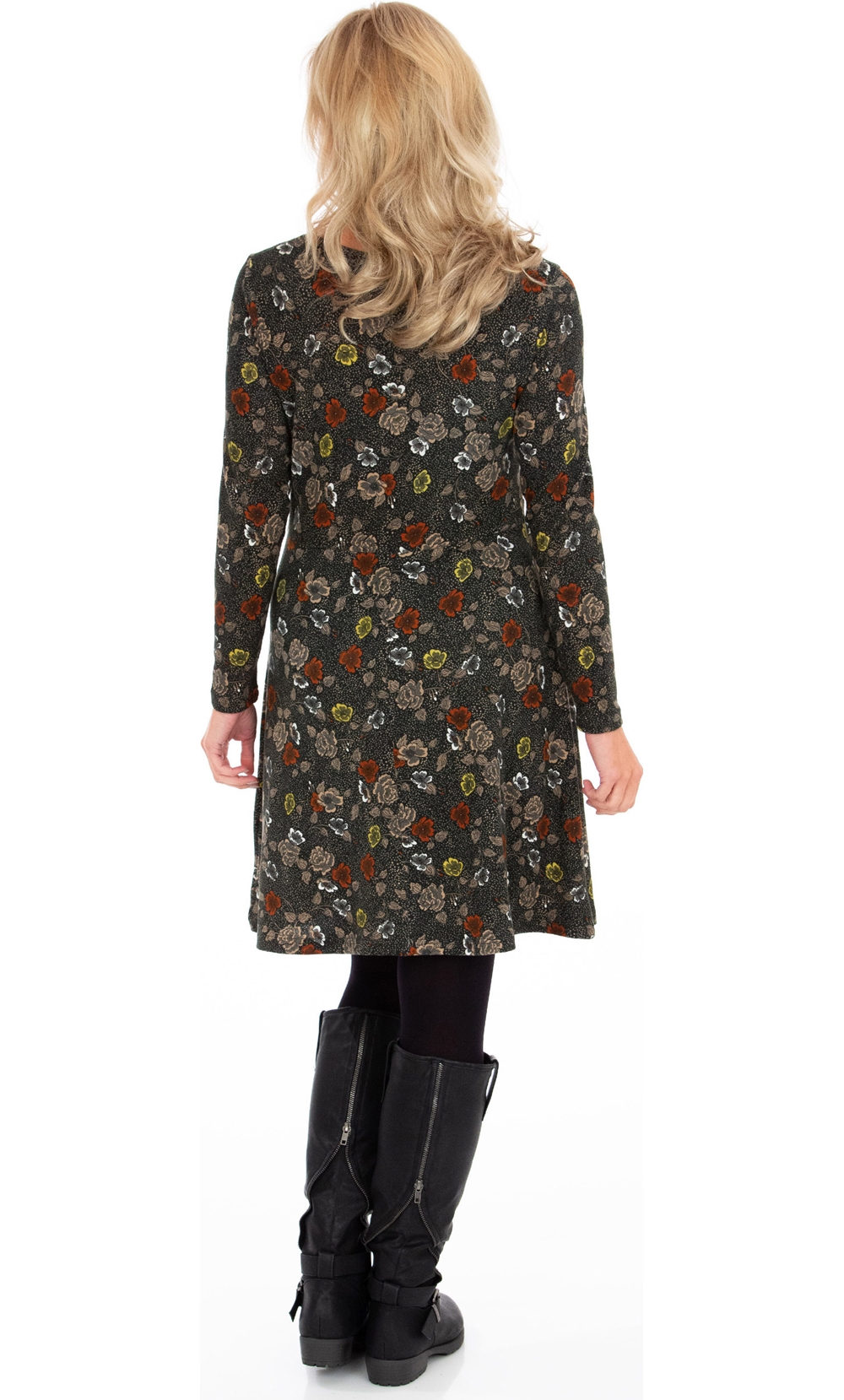 Floral Printed Long Sleeve Knit Dress