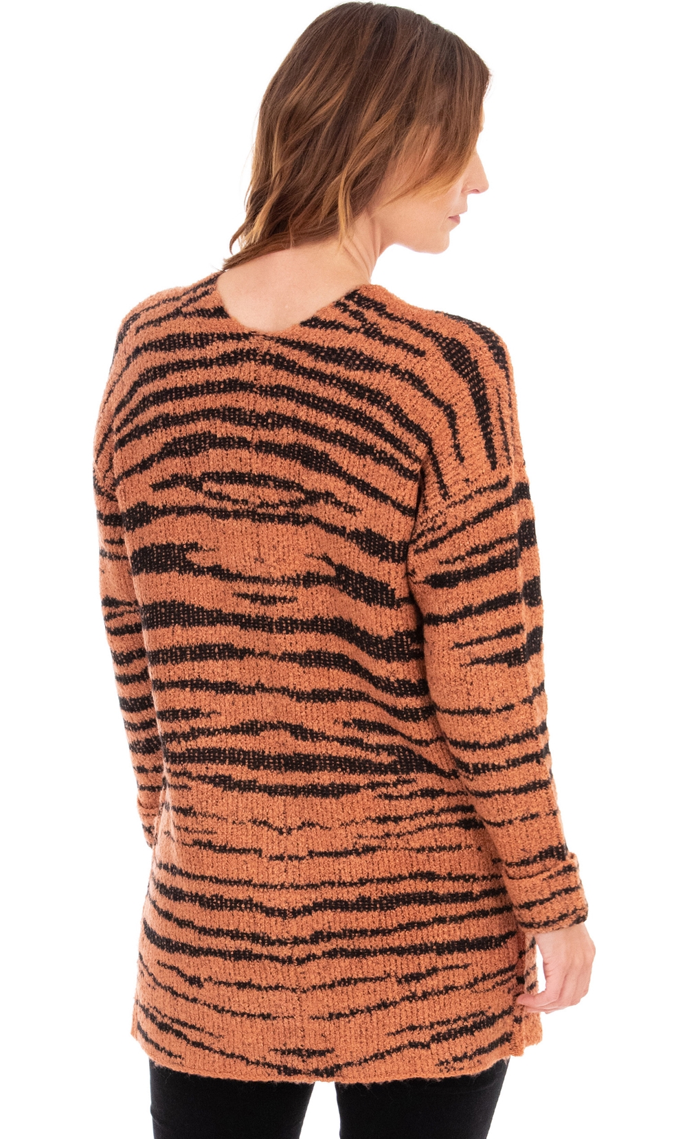 Tiger Design Open Knit Cardigan