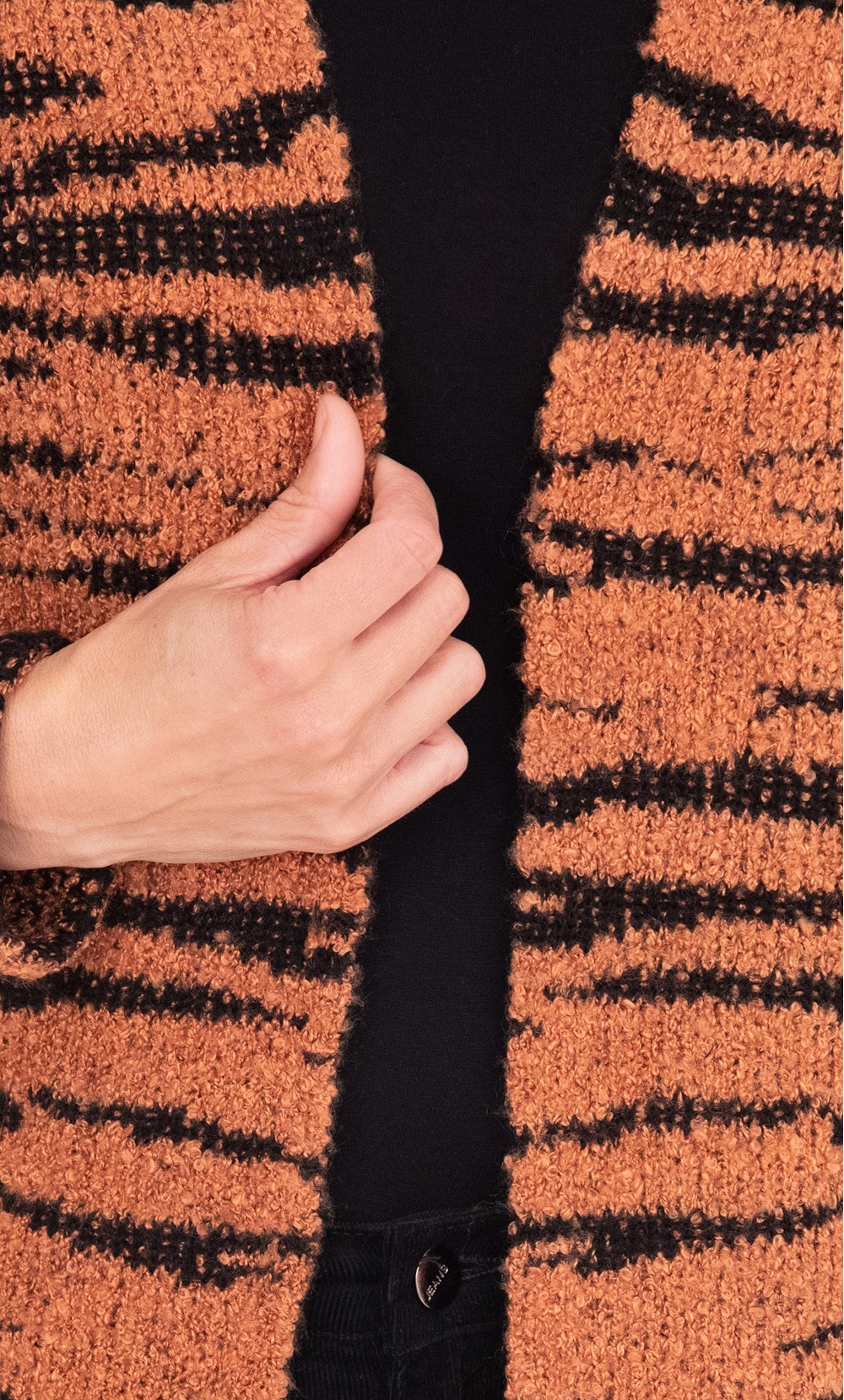 Tiger Design Open Knit Cardigan
