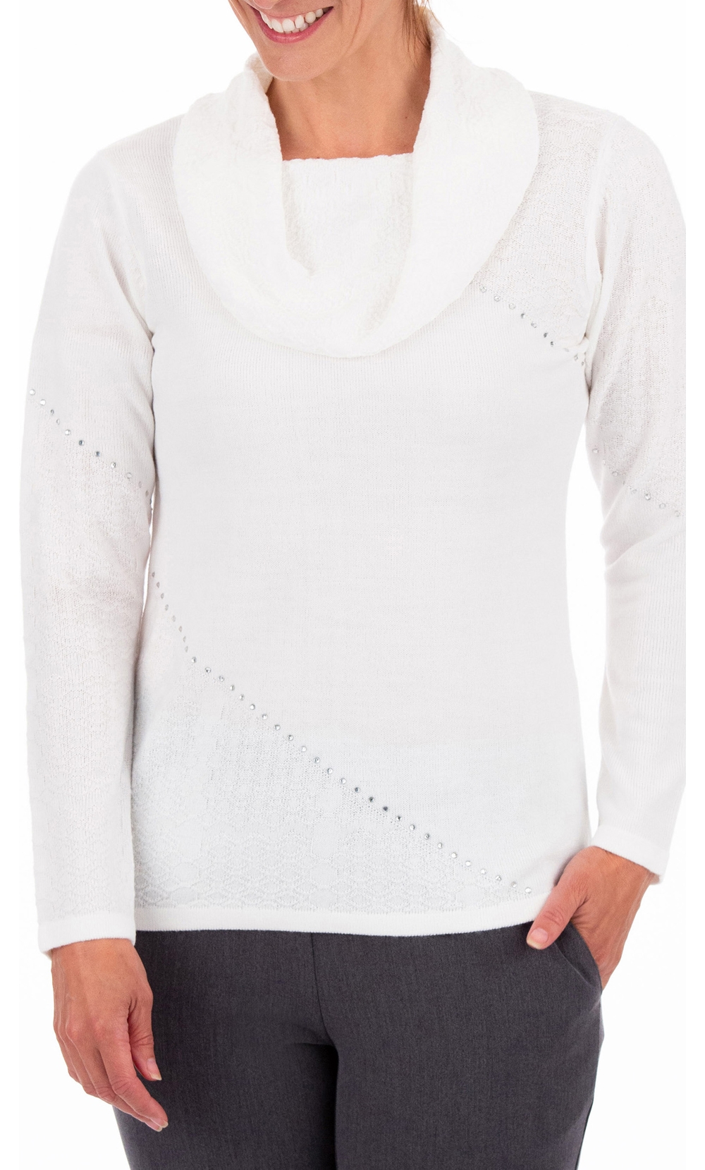 Anna Rose Cowl Neck Knit Top