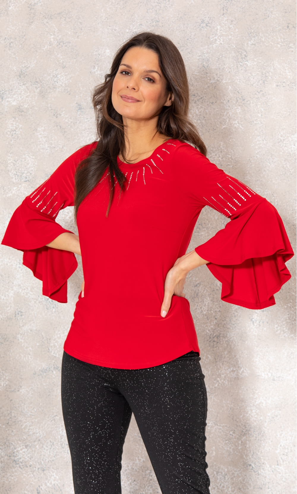 Embellished Cowl Back Stretch Top