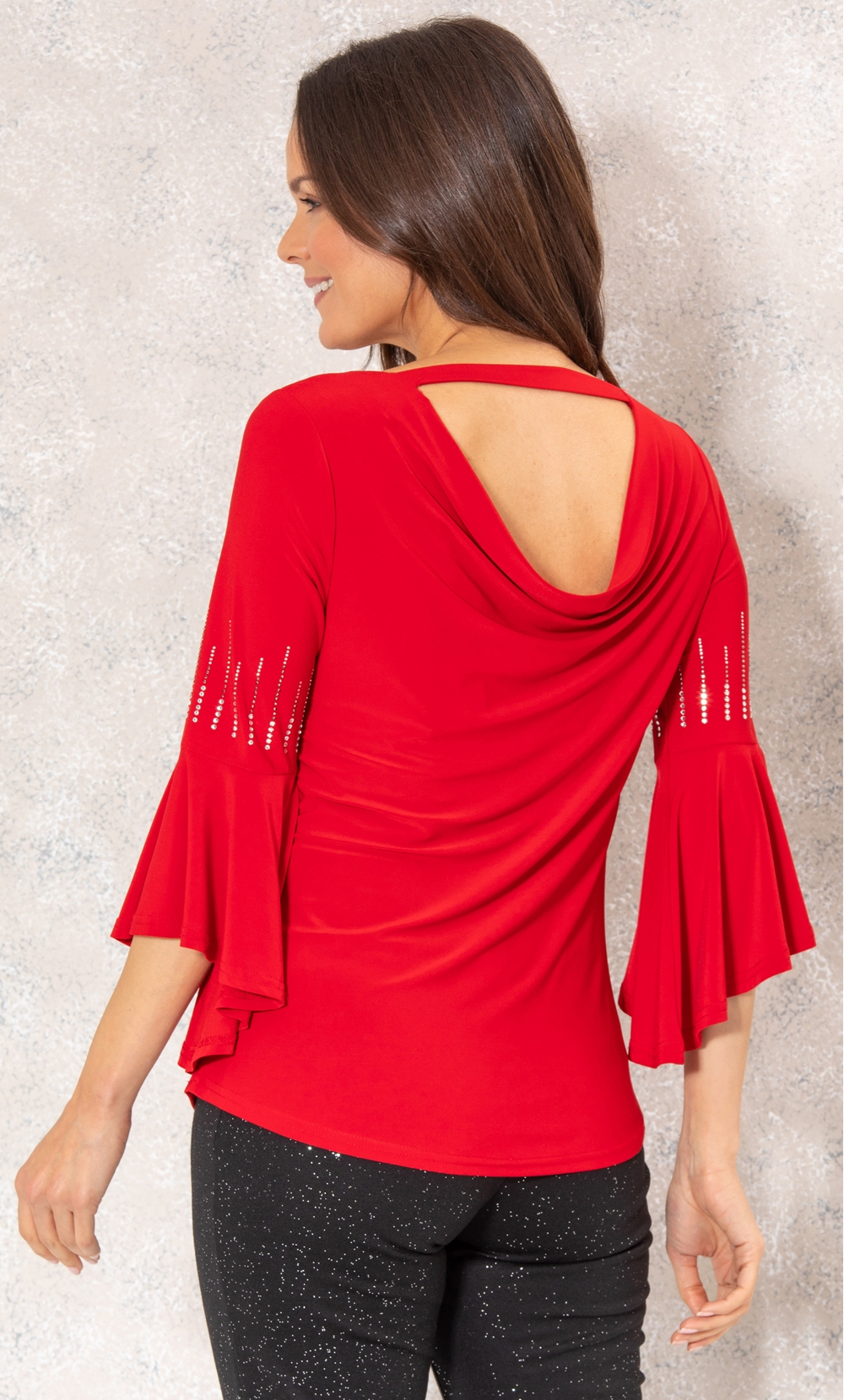 Embellished Cowl Back Stretch Top