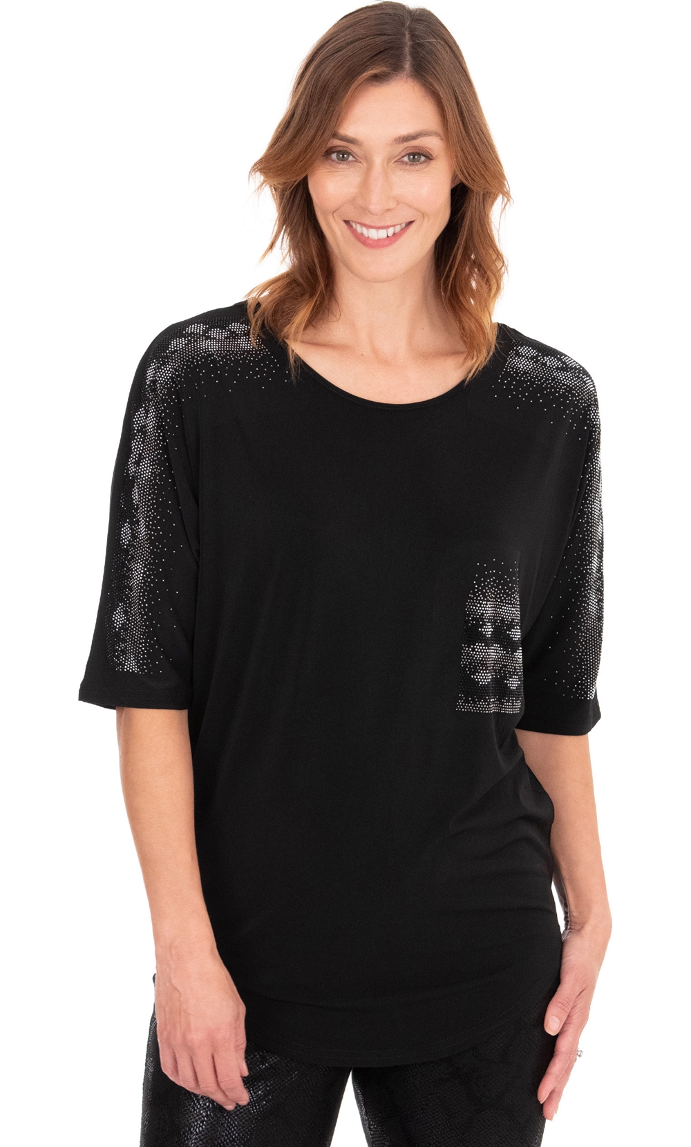 Embellished Relaxed Fitting Stretch Top