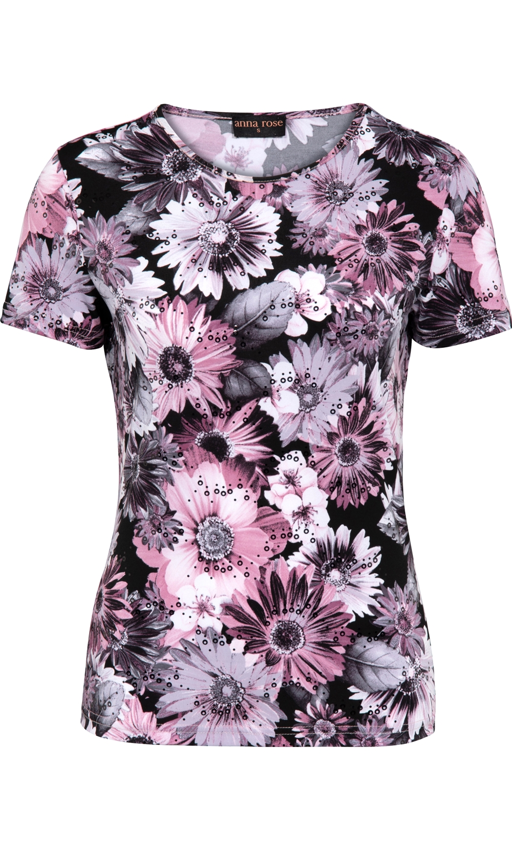Anna Rose Printed Short Sleeve Stretch Top