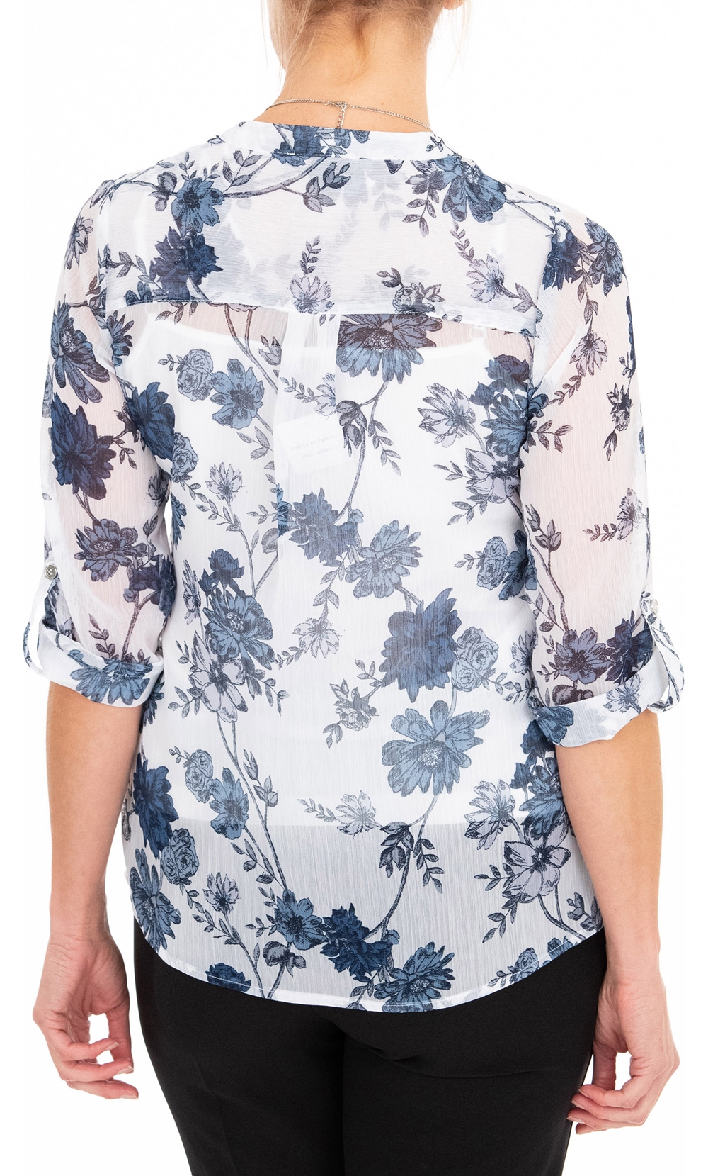 Anna Rose Printed Chiffon Blouse With Necklace