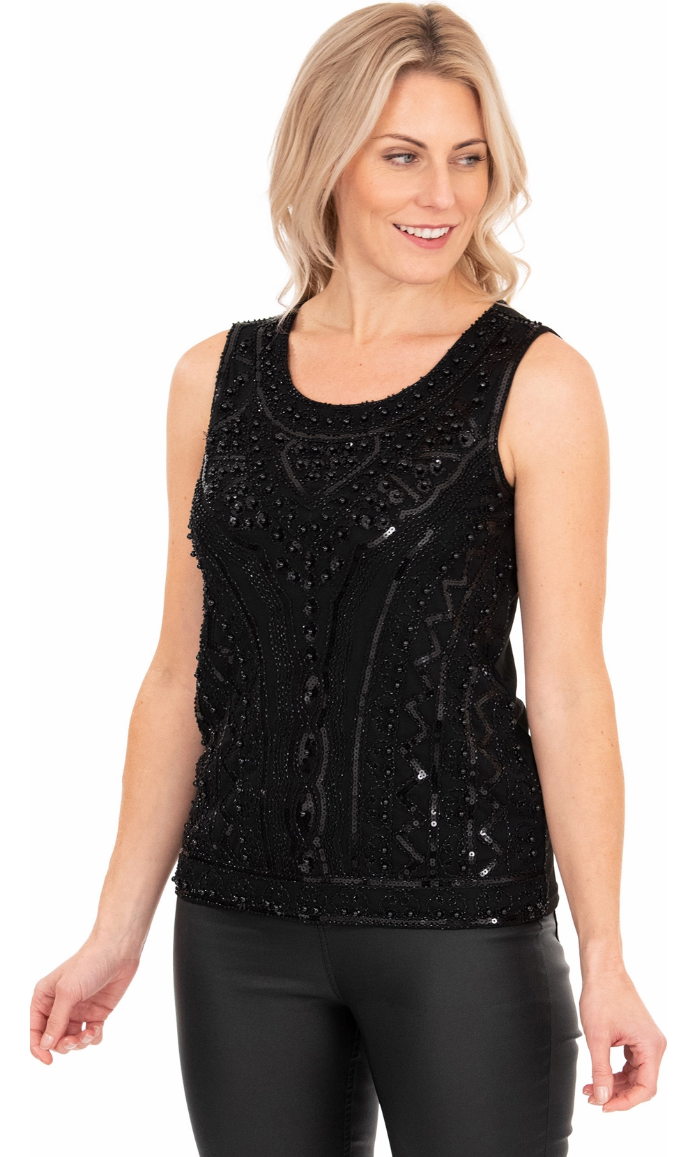 Sleeveless Beaded And Sequin Top