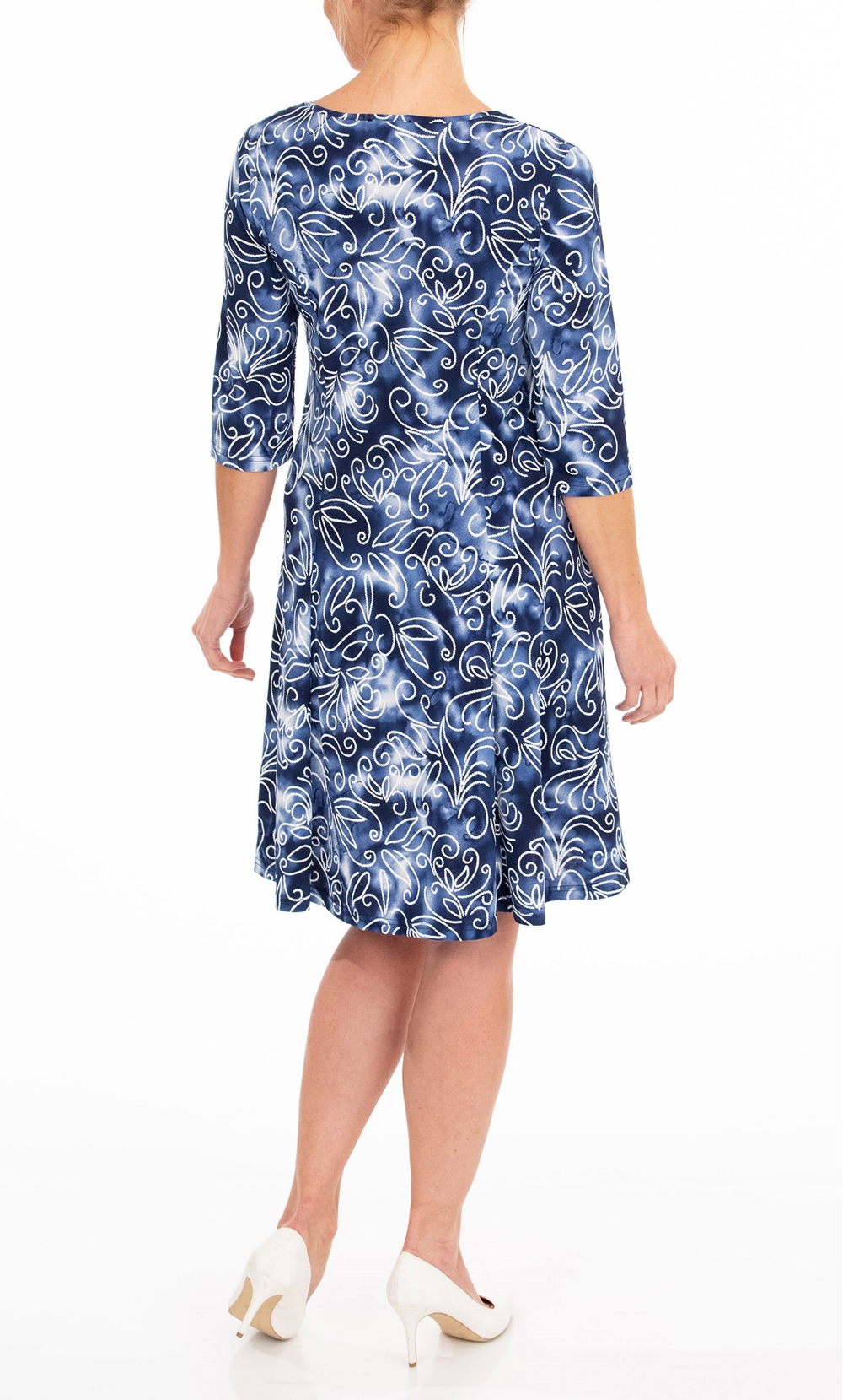 Anna Rose Printed Stretch Dress With Necklace
