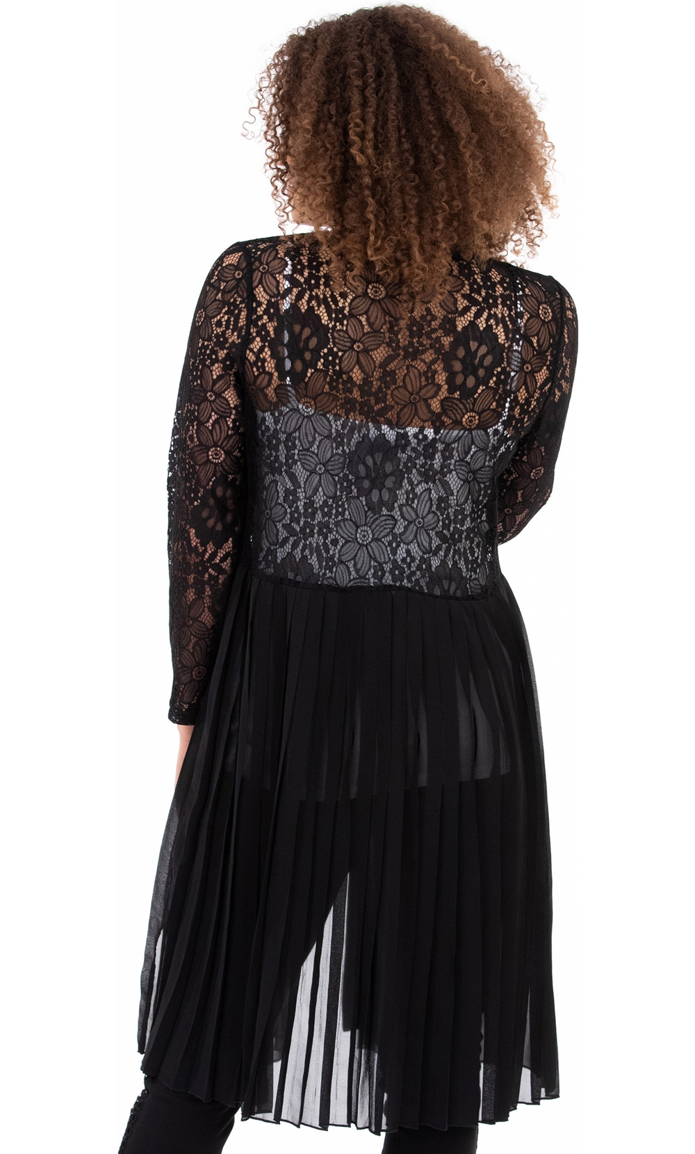 Pleat And Lace Longline Cover Up