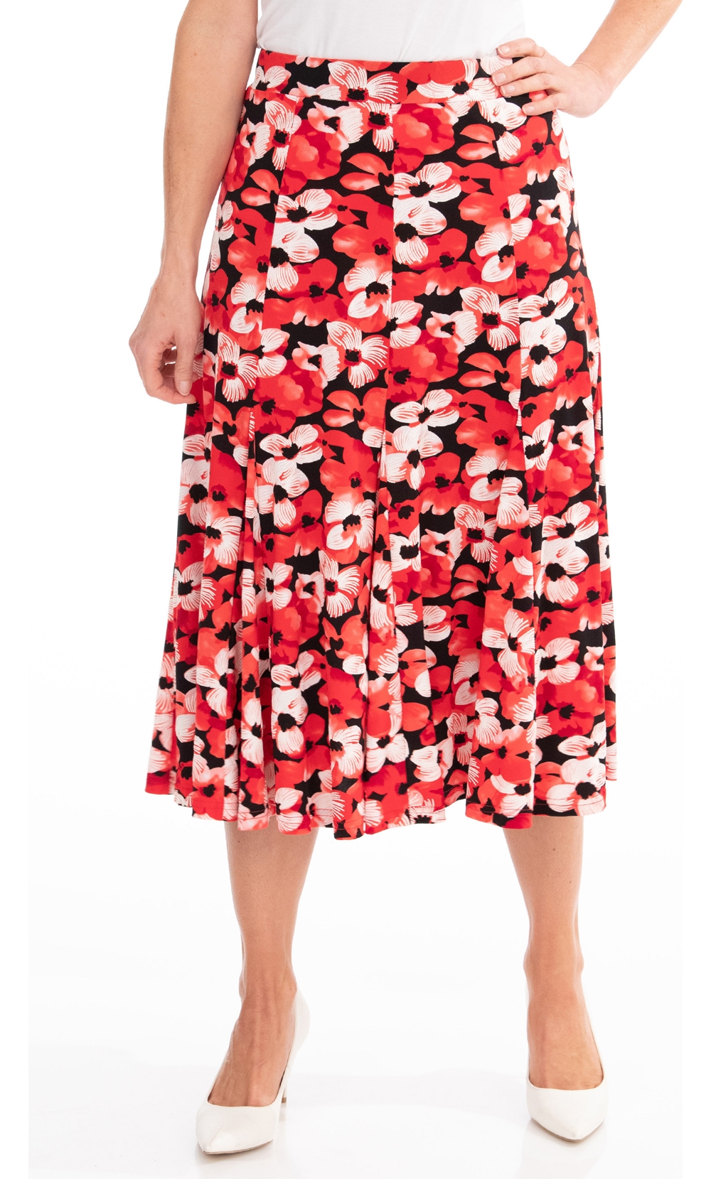 Anna Rose Floral Print Midi Skirt
