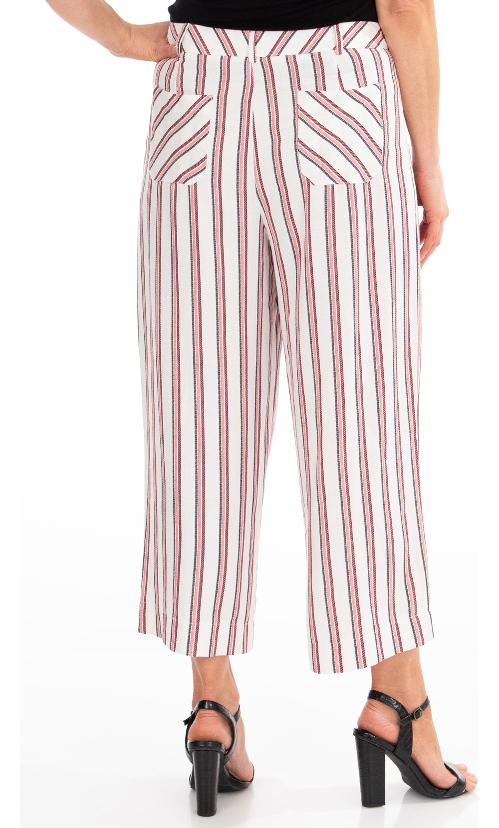 Striped Wide Leg Cropped Trousers