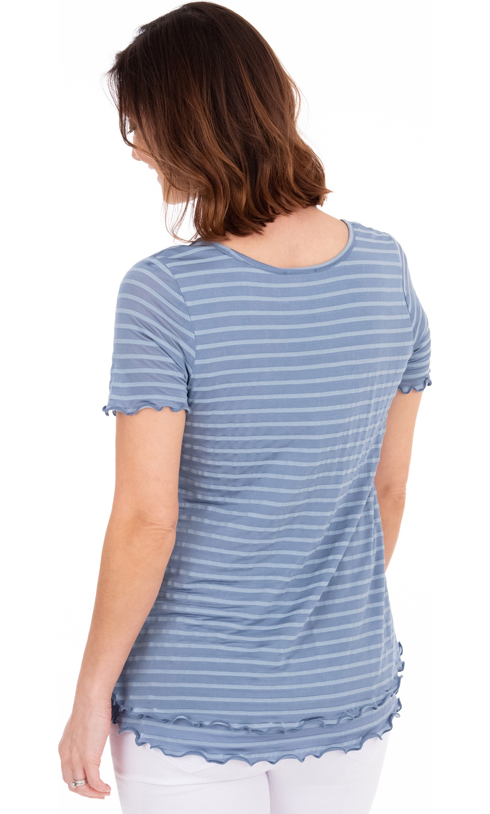 Short Sleeve Layered Patchwork Stripe Top