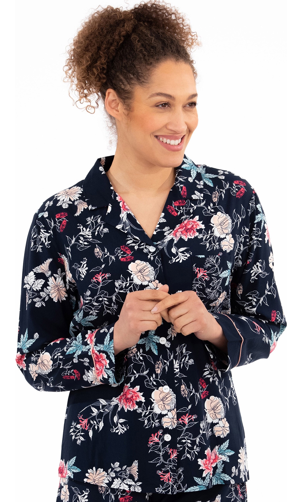 Long Sleeve Floral Print Pyjama Top