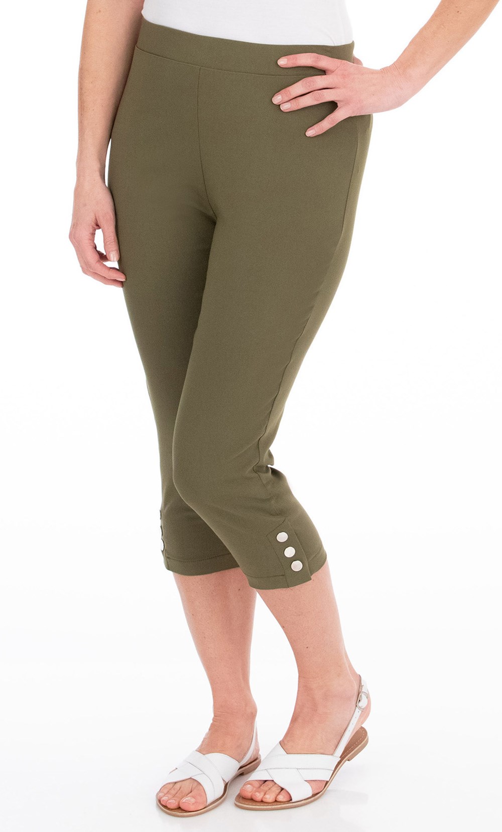 Cropped Pull On Stretch Trousers