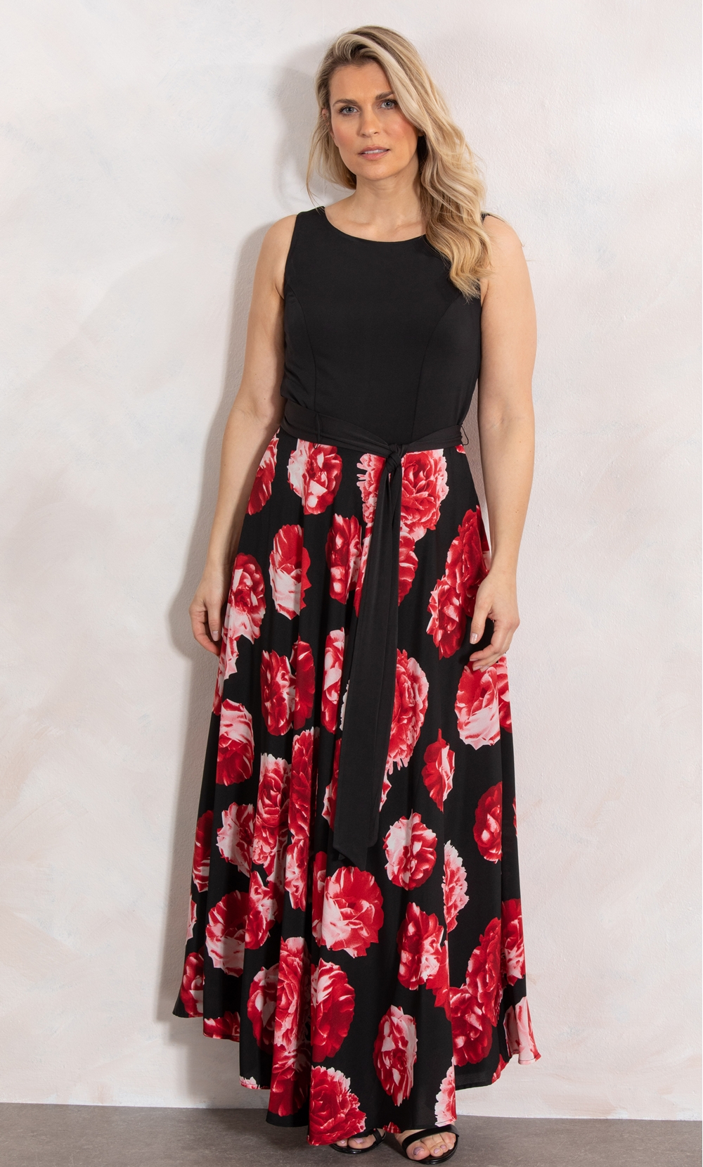 Brands - Klass Floral Print Sleeveless Maxi Dress Black/Red Women’s