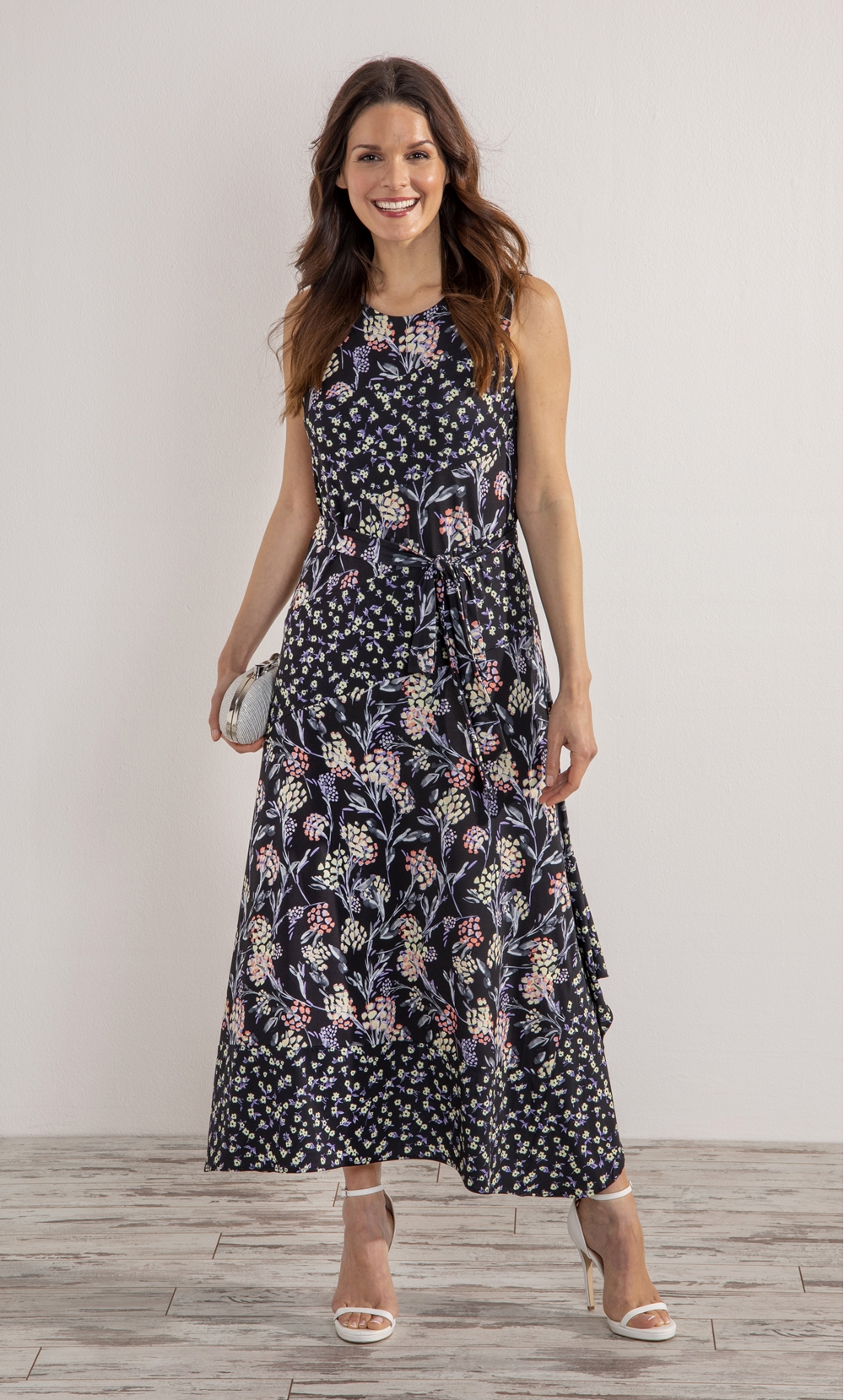 Sleeveless Floral Patchwork Printed Maxi Dress