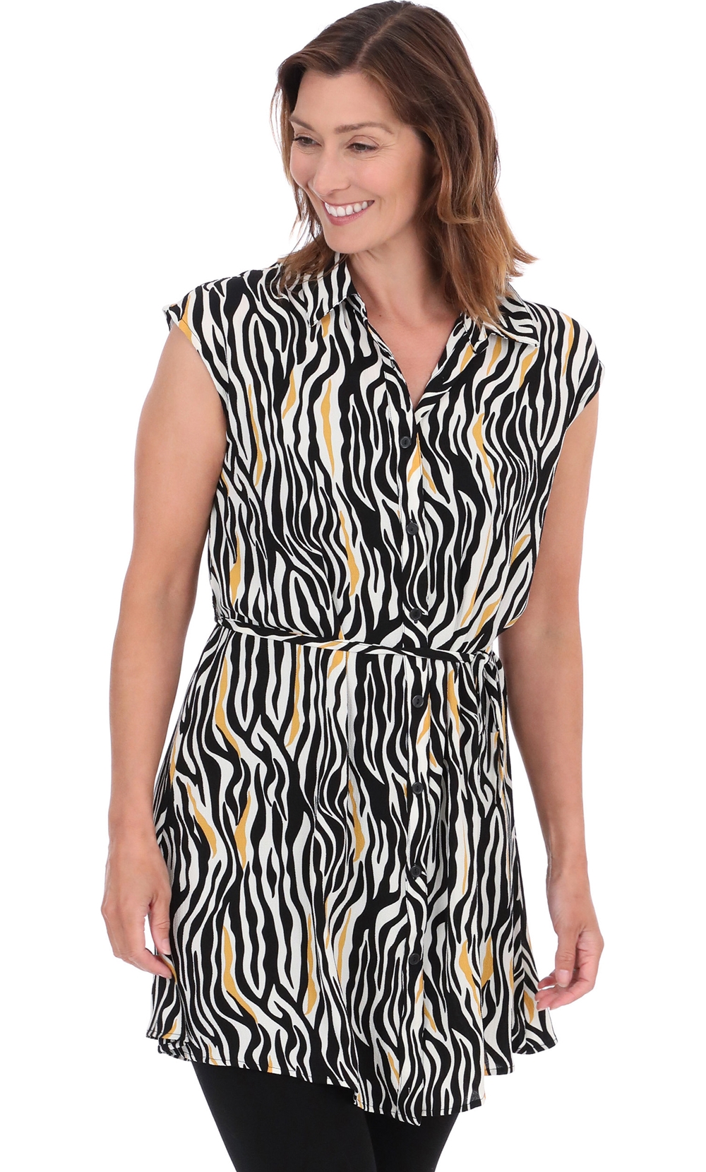 Animal Print Short Sleeve Shirt Dress