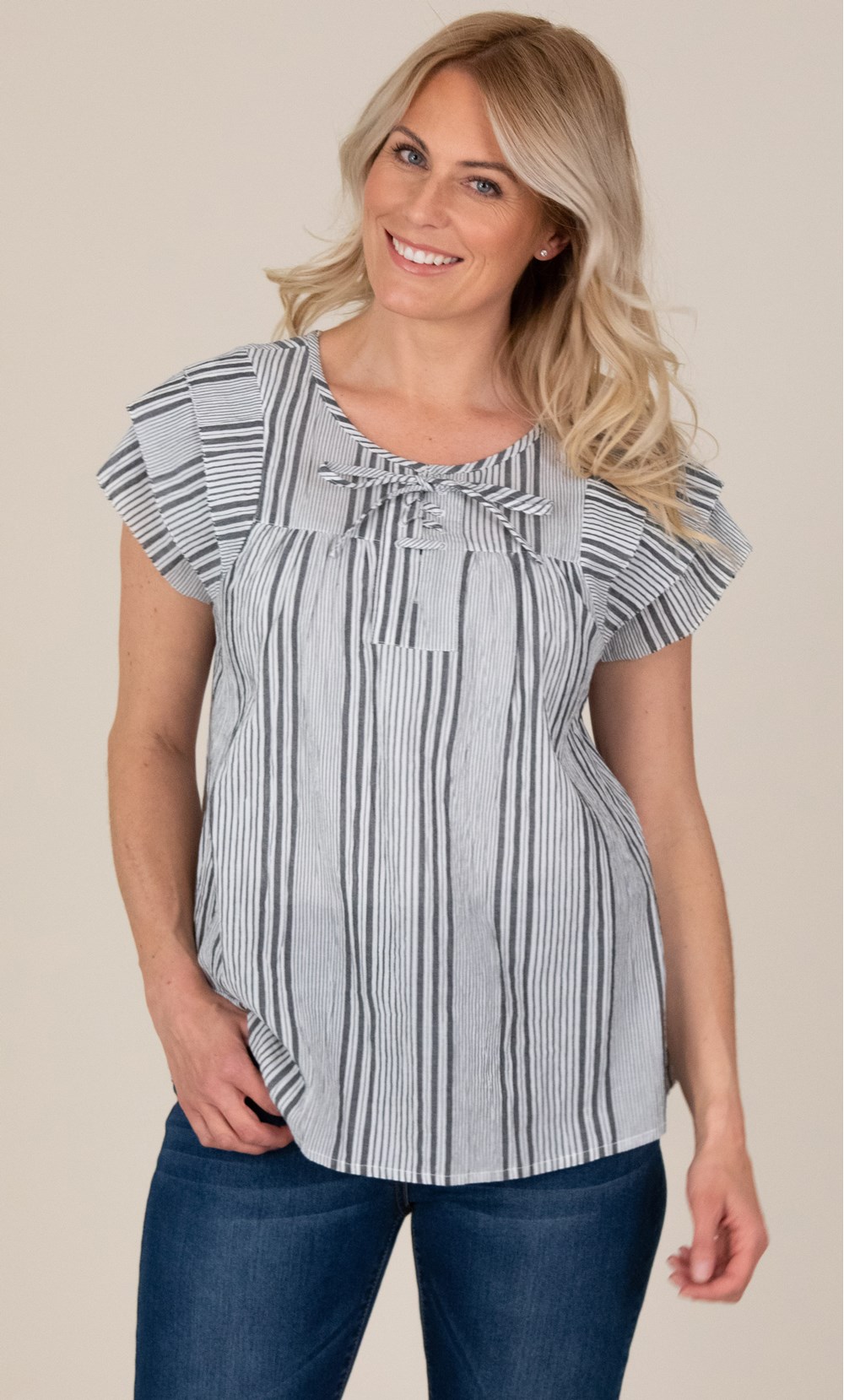 Crinkle Cotton Striped Top