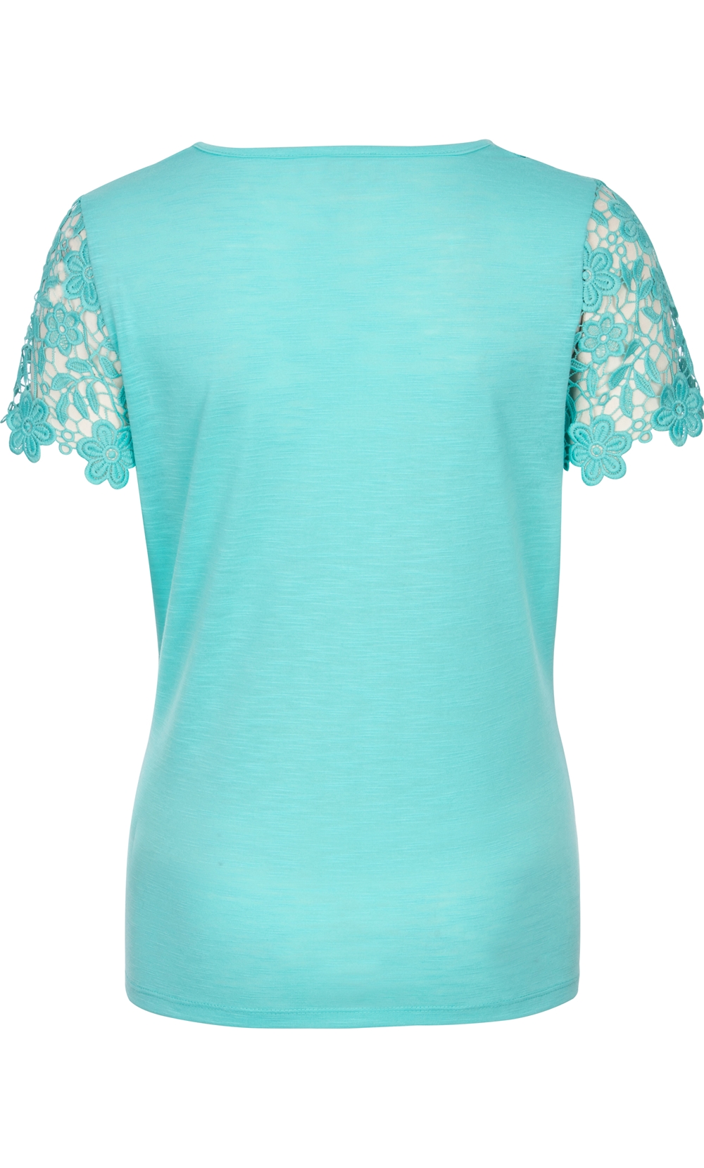 Anna Rose Short Sleeve Lace Trim Top